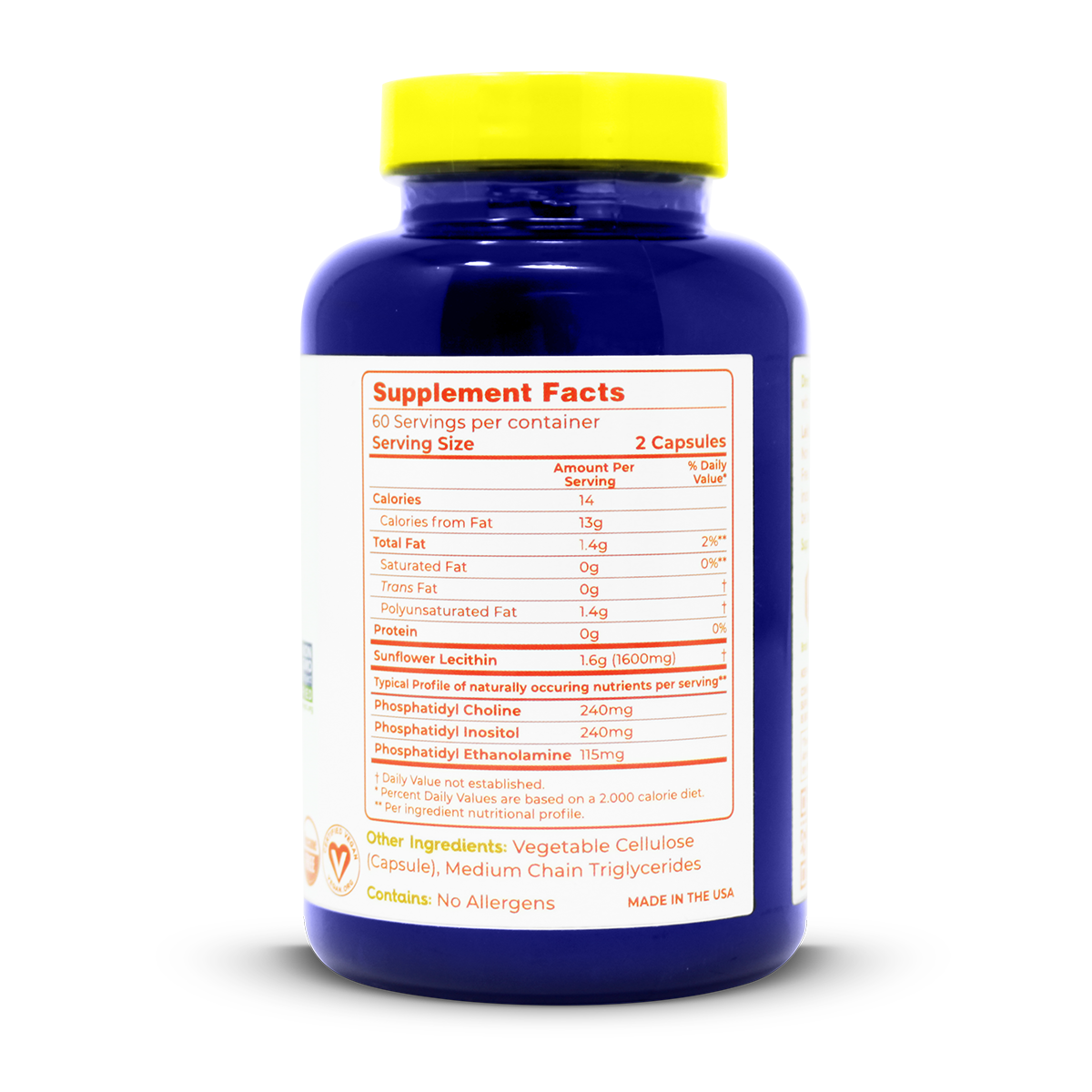 100% Natural Sunflower Lecithin Capsules