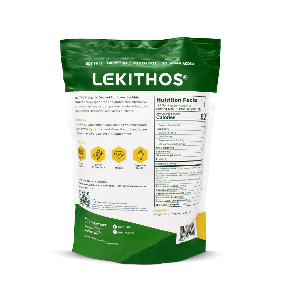 Organic Deoiled Sunflower Lecithin Powder